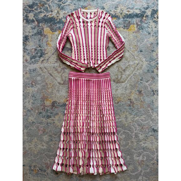 Jonathan Simkhai Tiana Cut-Out Knitted Top & Jax/Larken Midi Skirt SET - Picture 7 of 14